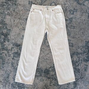 Re/Done Jeans Womens 29 Bootcut High Waist 70s Crop Boot Cream White Minimalist